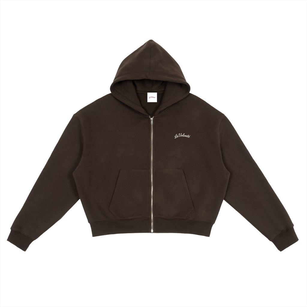 Cropped Zip-Up Boxy Hoodie