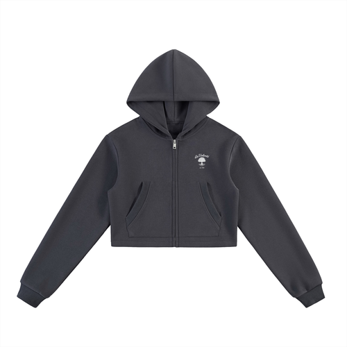 La Volonté Cropped Zip-Up Hoodie