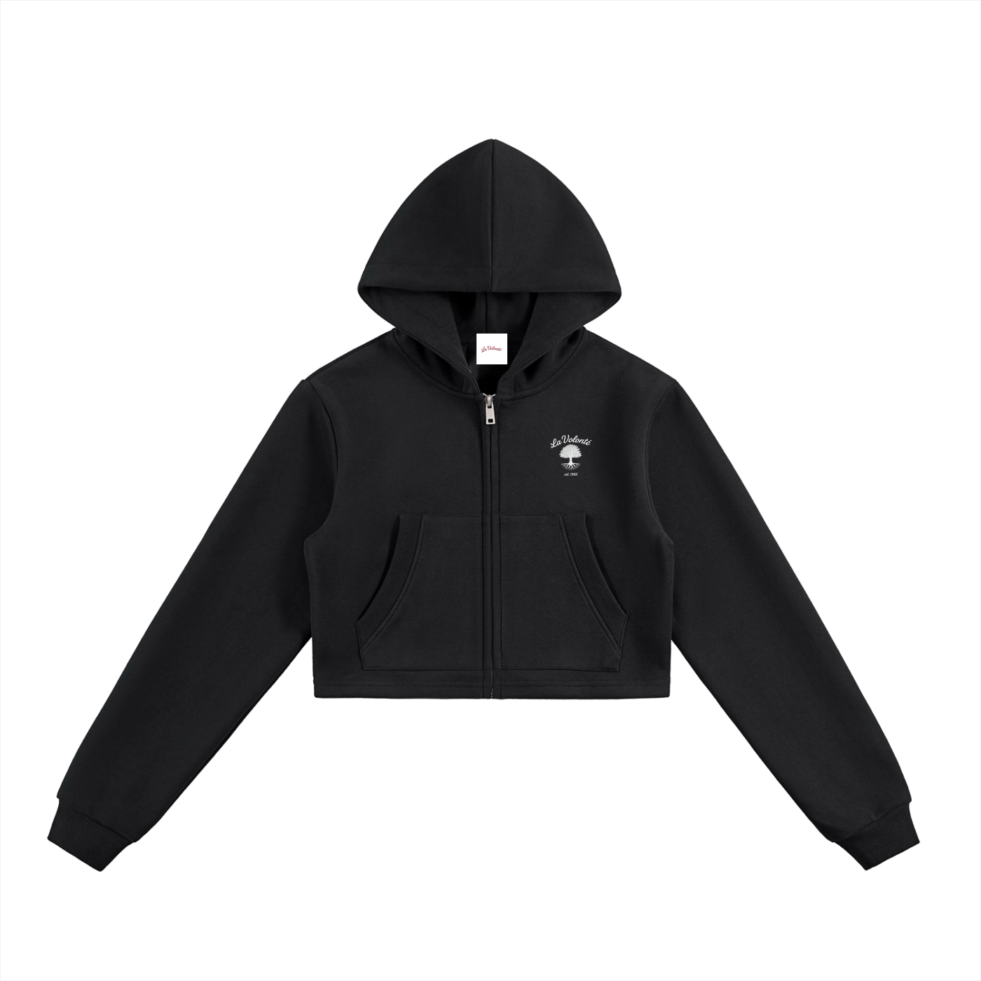 La Volonté Cropped Zip-Up Hoodie