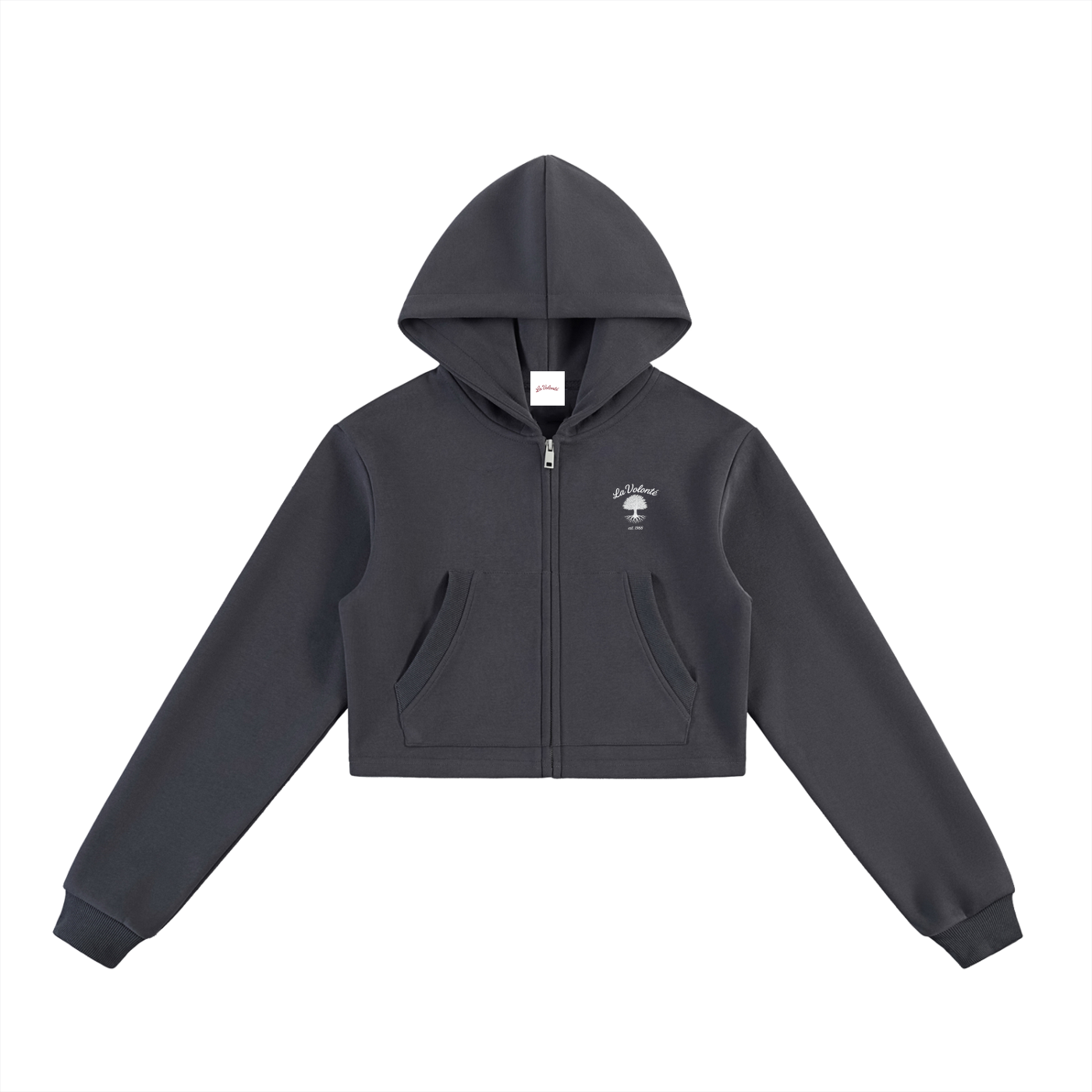 La Volonté Cropped Zip-Up Hoodie