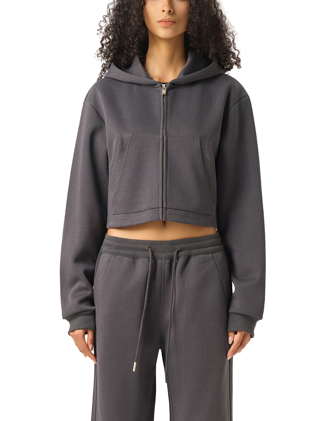 La Volonté Cropped Zip-Up Hoodie