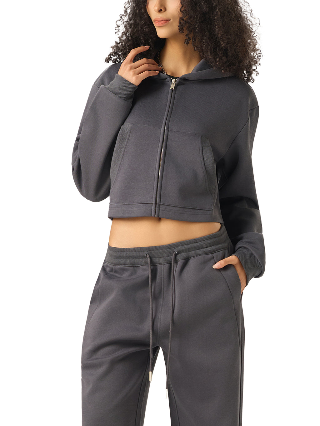 La Volonté Cropped Zip-Up Hoodie