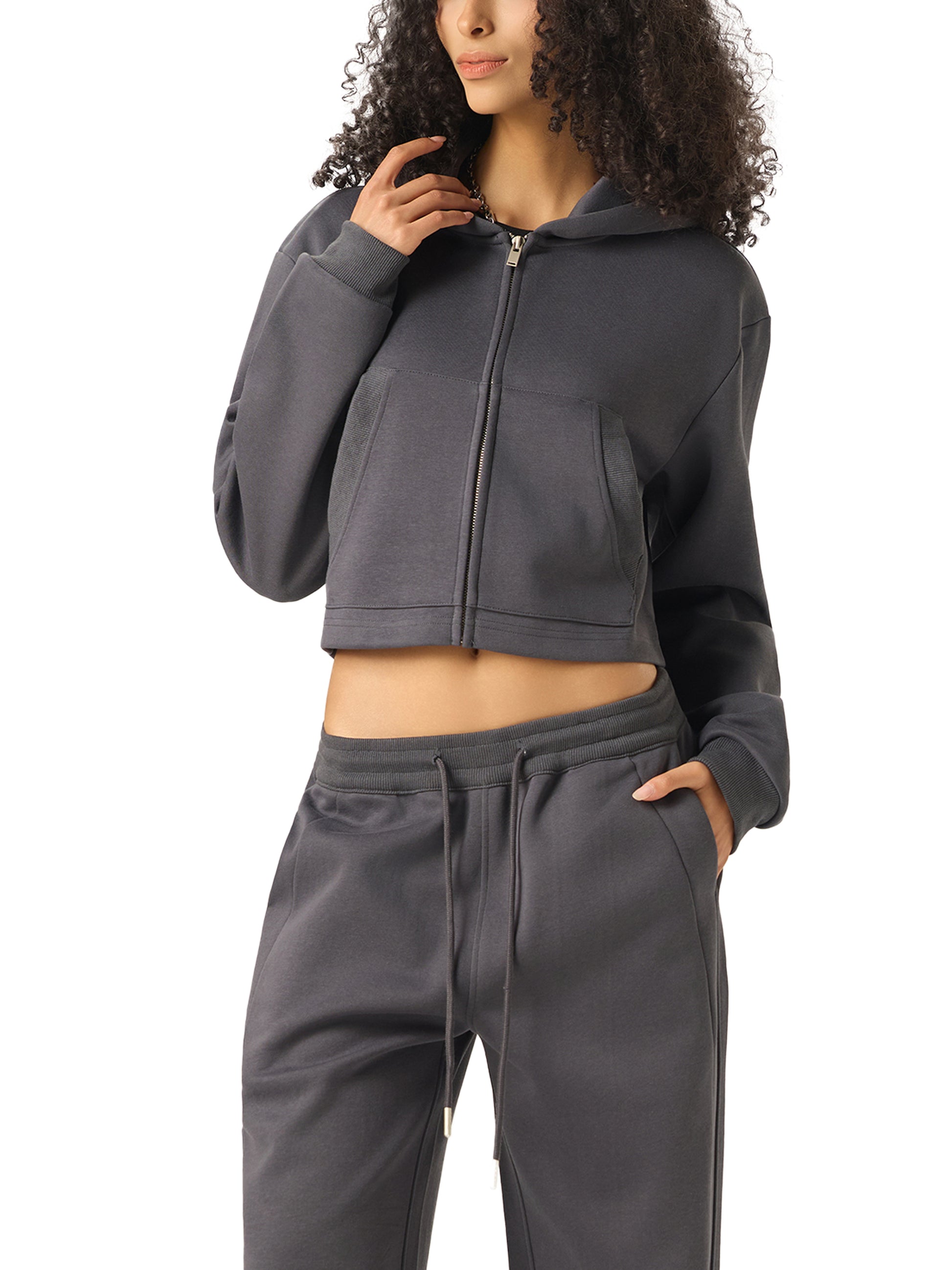 La Volonté Cropped Zip-Up Hoodie
